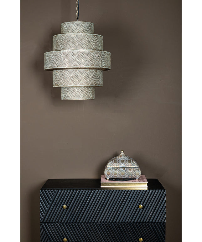 Narinde Gold iron hanging lamp swirl pattern layer