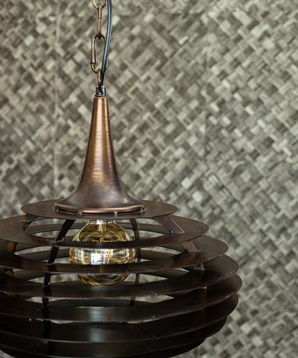 Norris Copper metal hanging lamp layers round