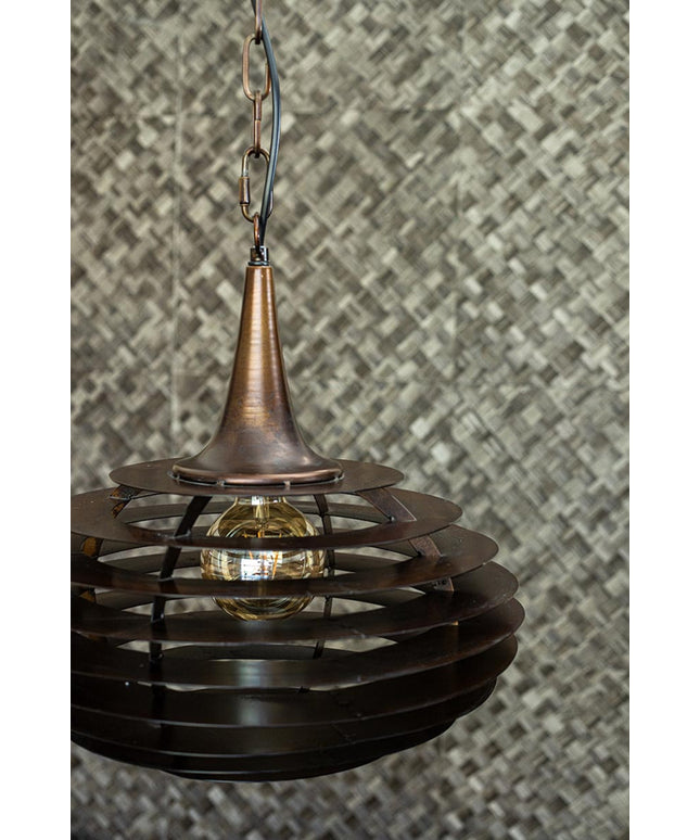 Norris Copper metal hanging lamp layers round