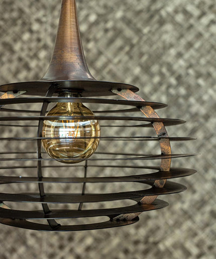 Norris Copper metal hanging lamp layers round