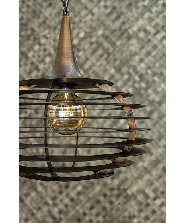 Norris Copper metal hanging lamp layers round