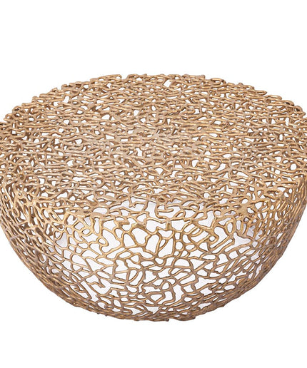 Noxa Gold aluminum coffeetable open roots round