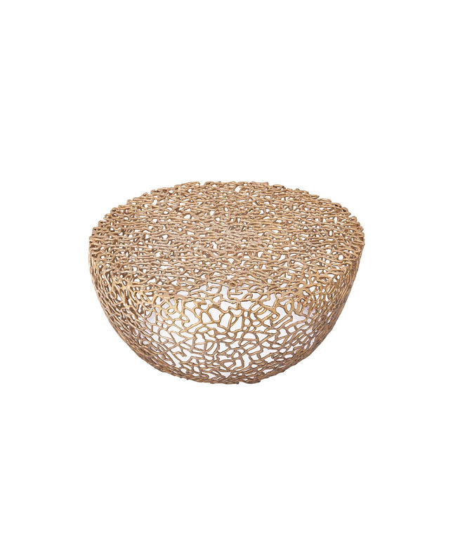 Noxa Gold aluminum coffeetable open roots round