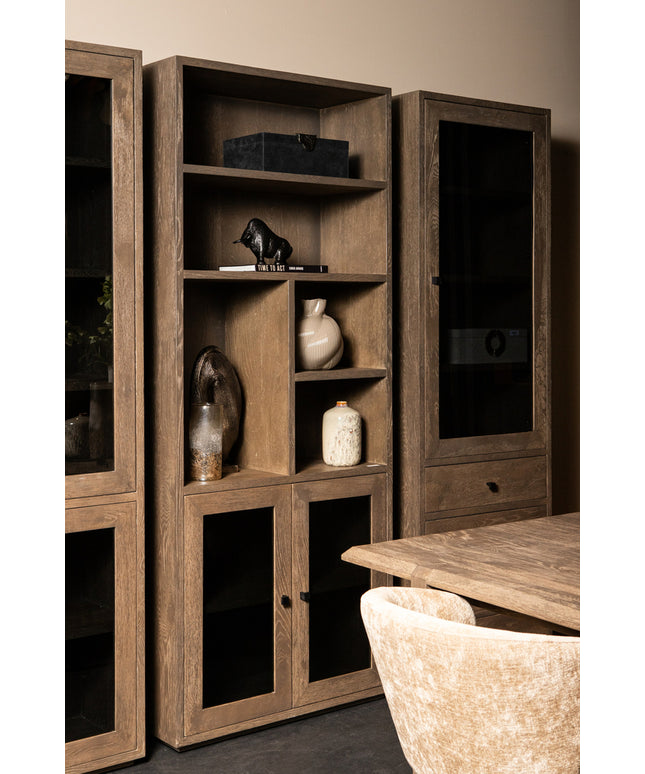 Oak Cabinet Armarium 1 door 4 drawers Glay