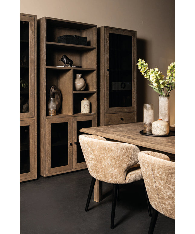 Oak Cabinet Armarium 1 door 4 drawers Glay