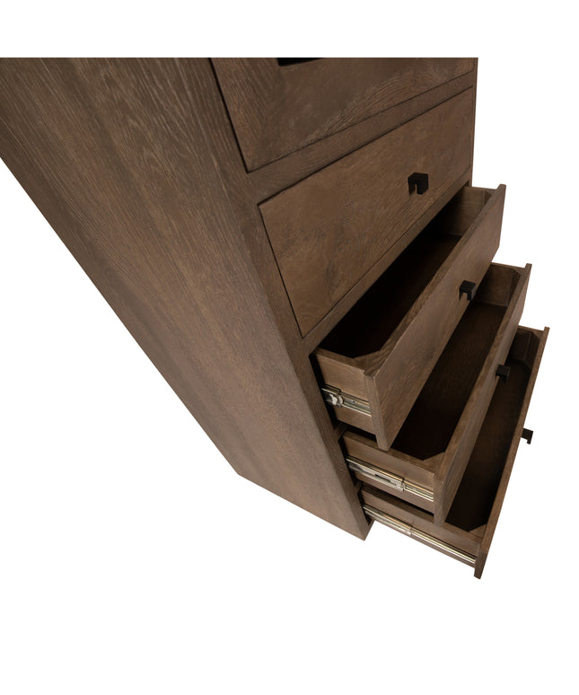 Oak Cabinet Armarium 1 door 4 drawers Glay