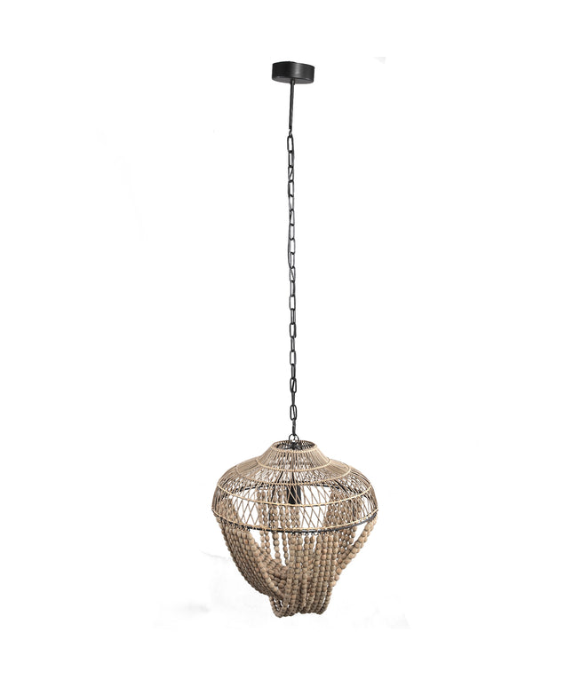 October Cream metal hanging lamp with beads round