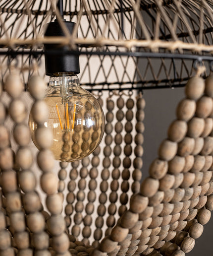 October Cream metal hanging lamp with beads round