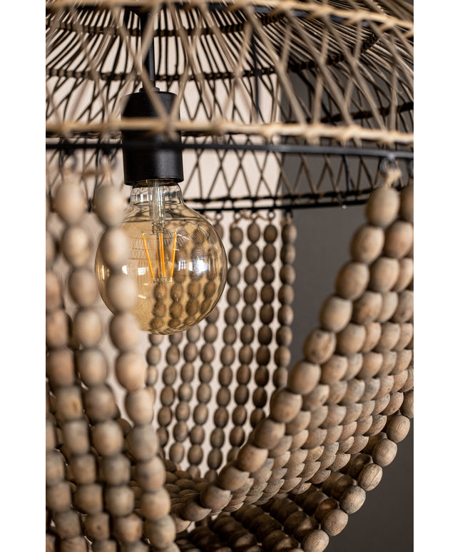 October Cream metal hanging lamp with beads round