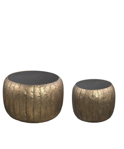 Reddick Gold iron coffeetable glass top set of 2