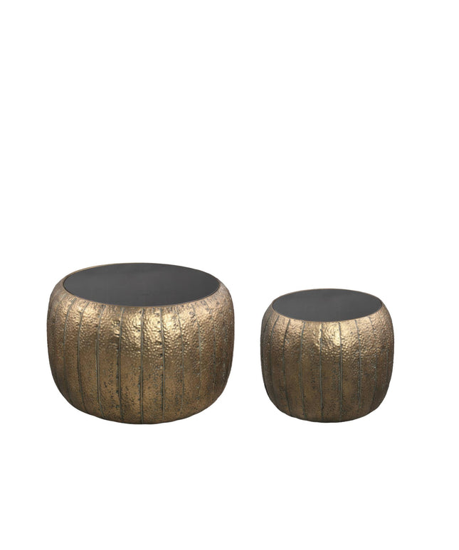 Reddick Gold iron coffeetable glass top set of 2