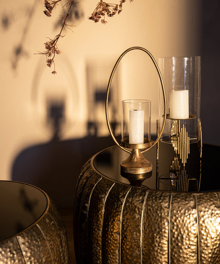 Reddick Gold iron coffeetable glass top set of 2