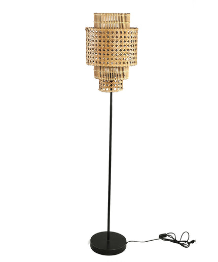 Redico Natural metal floor lamp rattan shade round