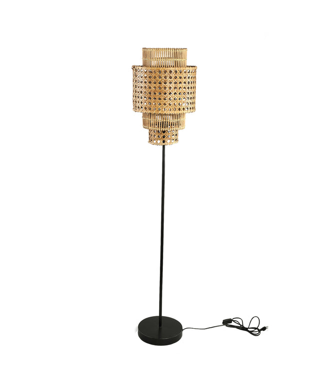 Redico Natural metal floor lamp rattan shade round