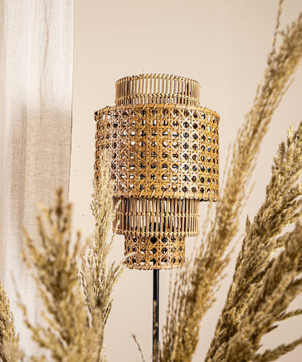 Redico Natural metal floor lamp rattan shade round