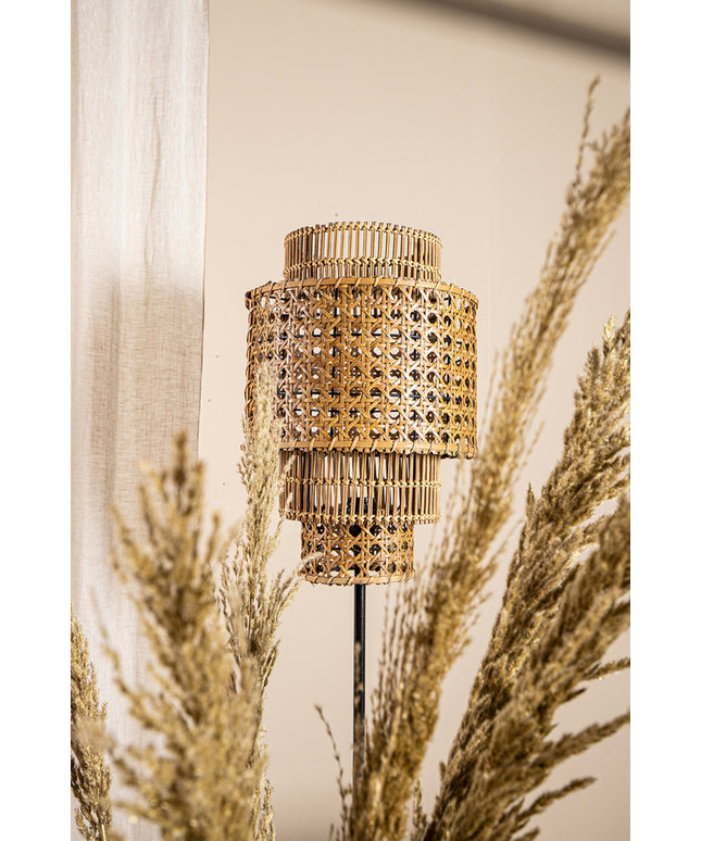 Redico Natural metal floor lamp rattan shade round