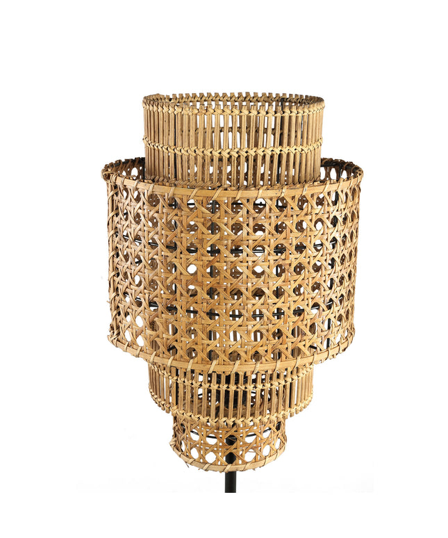 Redico Natural metal floor lamp rattan shade round