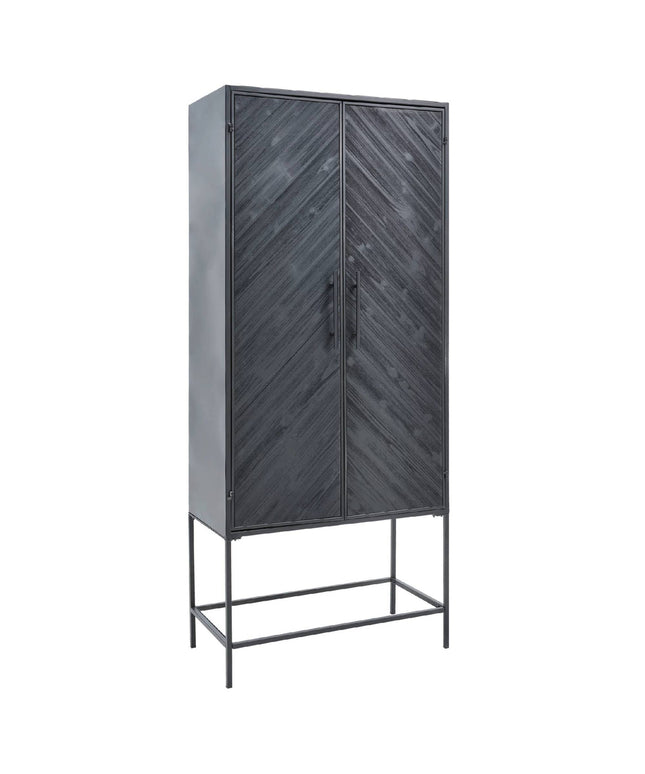 Rens Black Wooden cabinet metal frame 2 doors KD