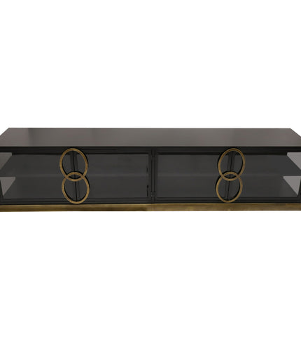 Riho Black metal cabinet low smoky glass doors