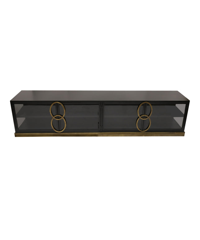 Riho Black metal cabinet low smoky glass doors
