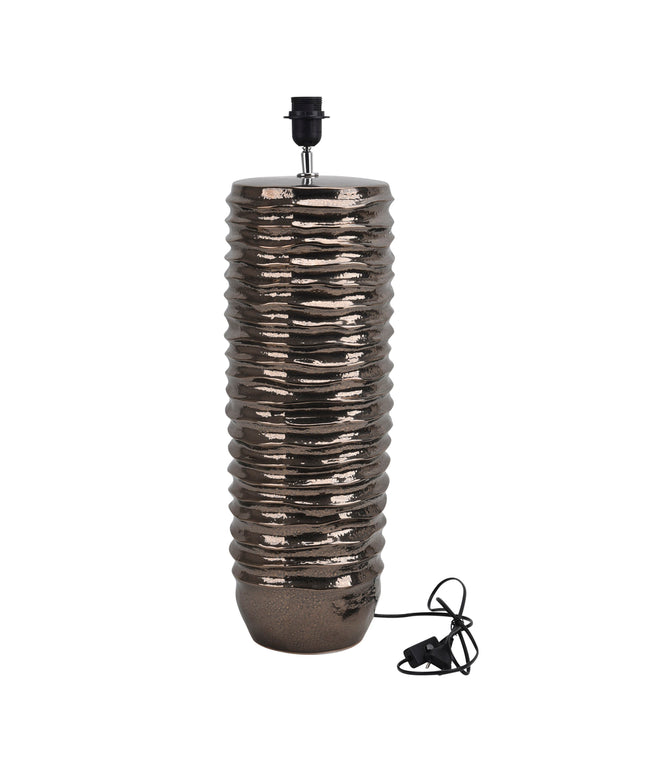 Rikkah Copper shiny glazed ceramic lampbase ribbed