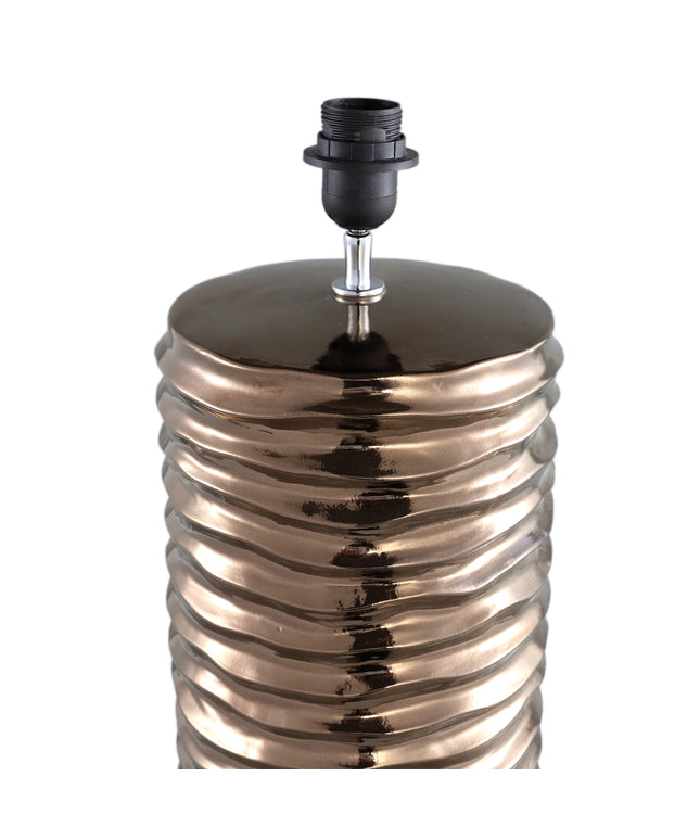 Rikkah Copper shiny glazed ceramic lampbase ribbed
