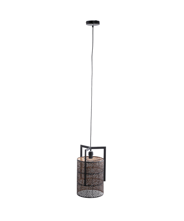 Sten Black iron hanging lamp see through shade rnd