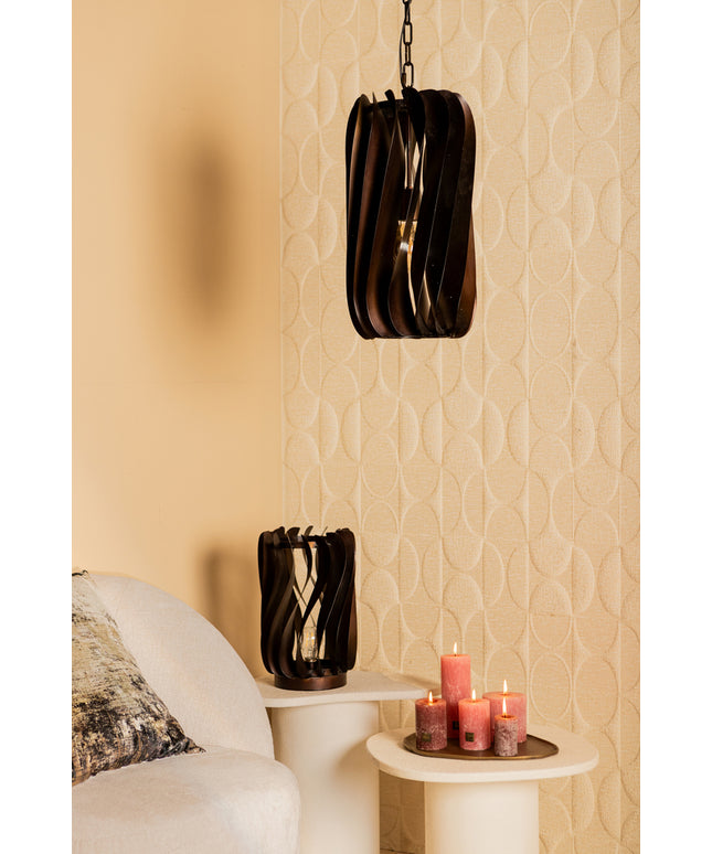 Tessa Bronze iron hanging lamp round wavy lines