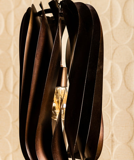 Tessa Bronze iron hanging lamp round wavy lines