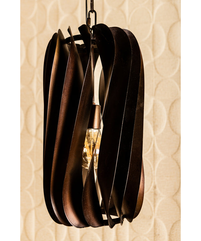 Tessa Bronze iron hanging lamp round wavy lines