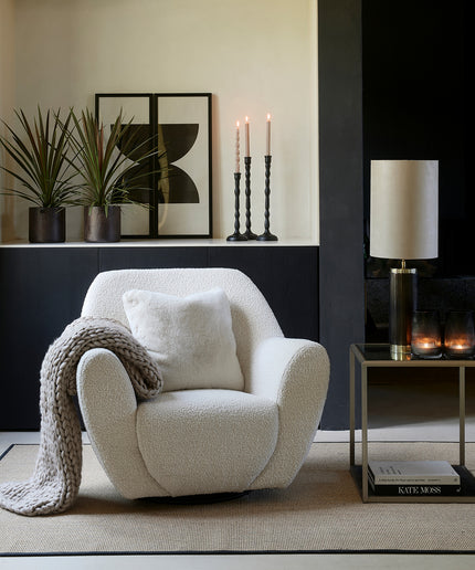 The Jill Swivel Chair White Sand