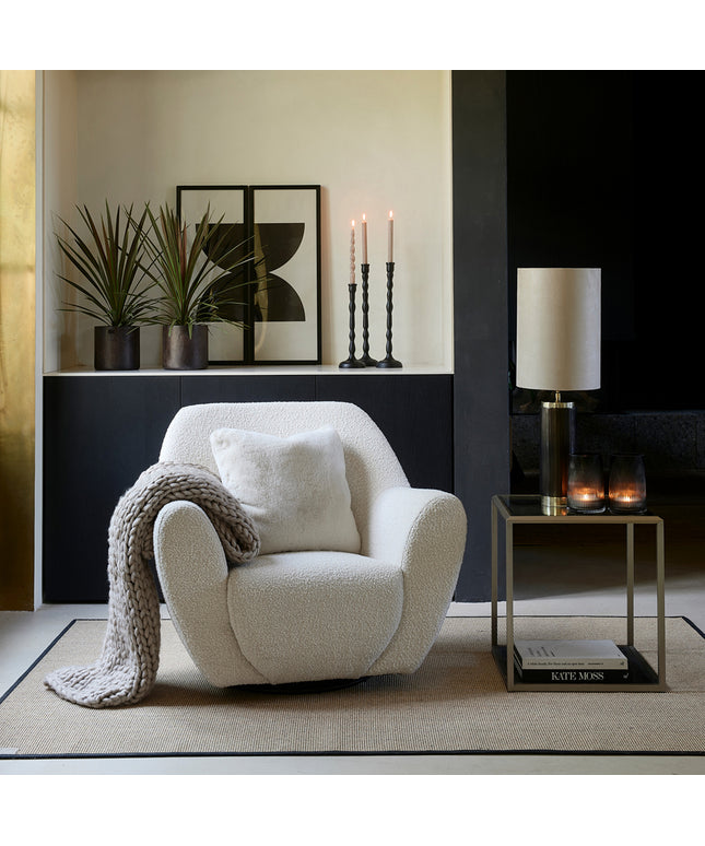 The Jill Swivel Chair White Sand