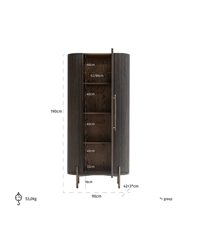 Wandkast Luxor 1-deur (Brown)