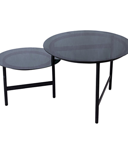 Waze Black iron coffeetable glass top round