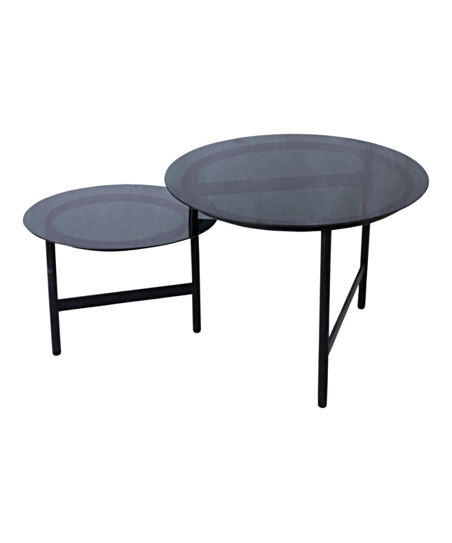 Waze Black iron coffeetable glass top round