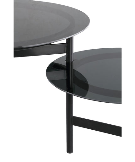 Waze Black iron coffeetable glass top round