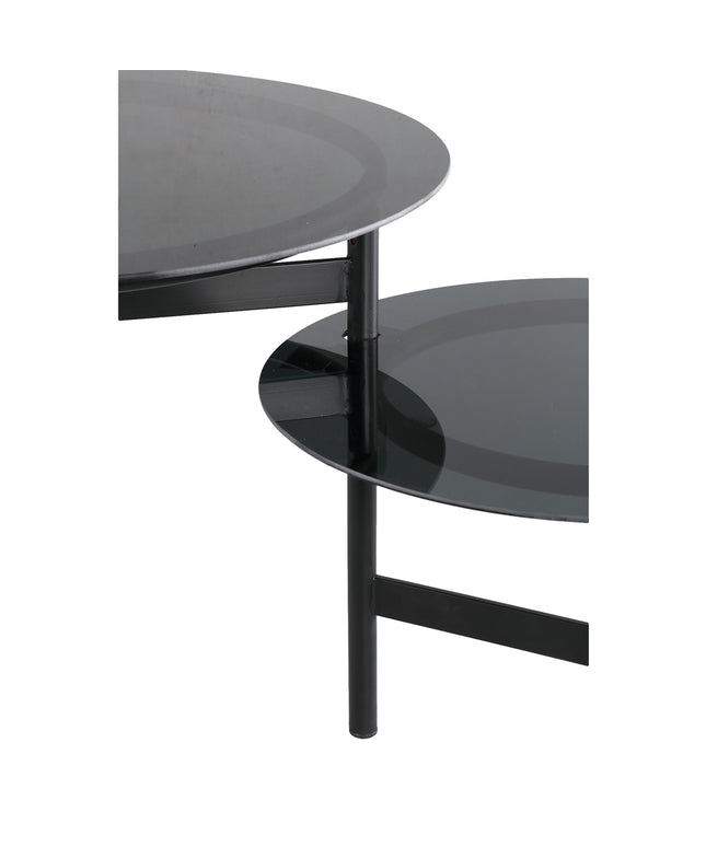 Waze Black iron coffeetable glass top round