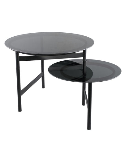 Waze Black iron coffeetable glass top round