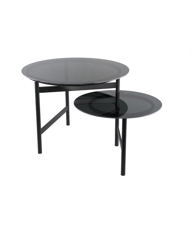 Waze Black iron coffeetable glass top round