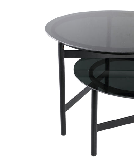 Waze Black iron coffeetable glass top round