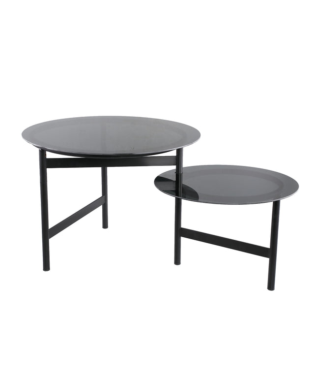 Waze Black iron coffeetable glass top round