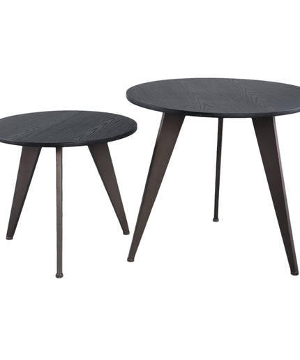 Werdy Black iron coffeetable veneer top round SV2