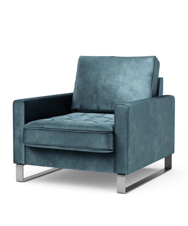 West Houston Armchair Velvet Petrol