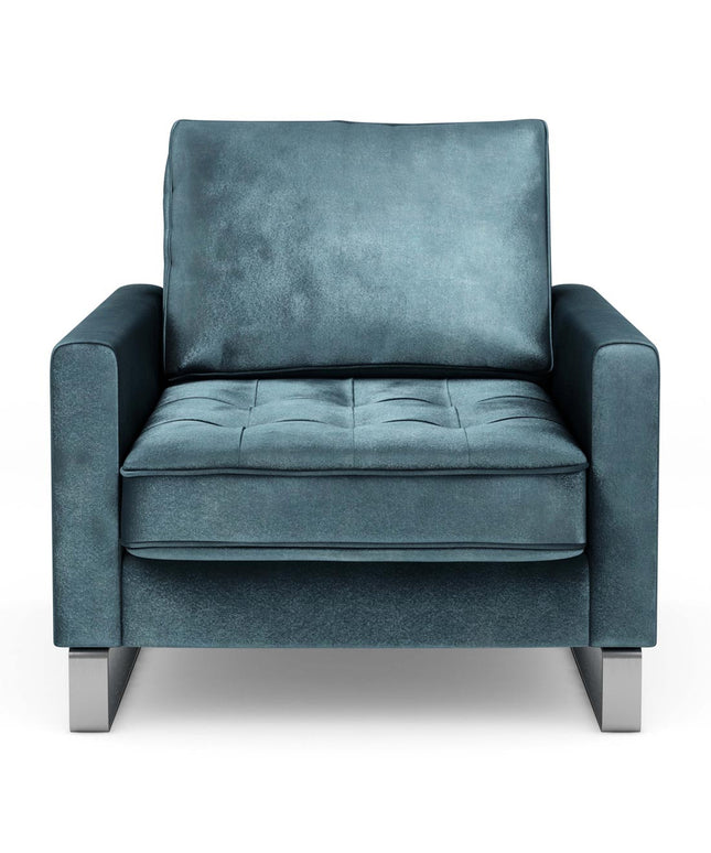 West Houston Armchair Velvet Petrol