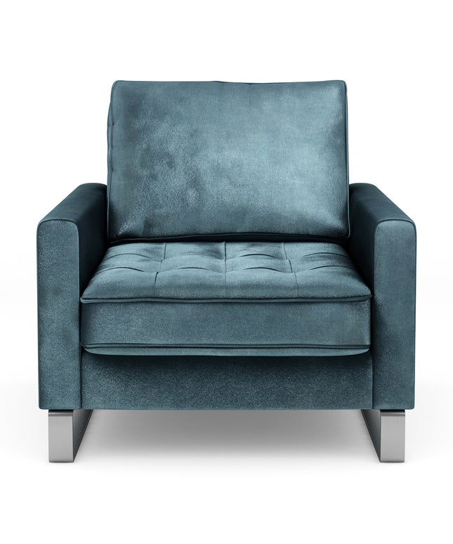 West Houston Armchair Velvet Petrol