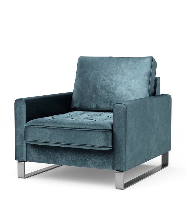 West Houston Armchair Velvet Petrol