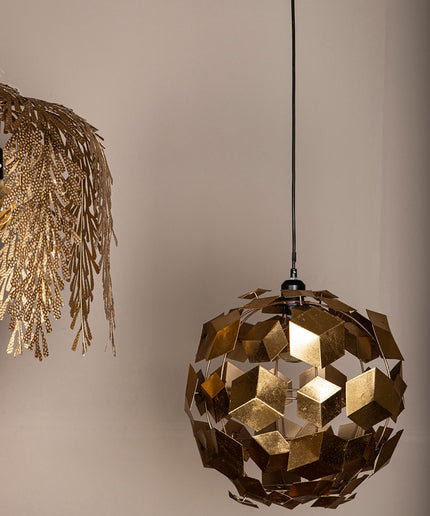 Wudy Gold iron hanging lamp 3D cubes round