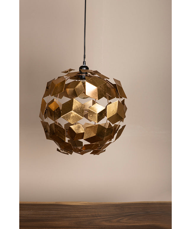 Wudy Gold iron hanging lamp 3D cubes round