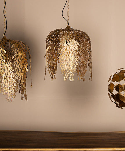 Wudy Gold iron hanging lamp 3D cubes round