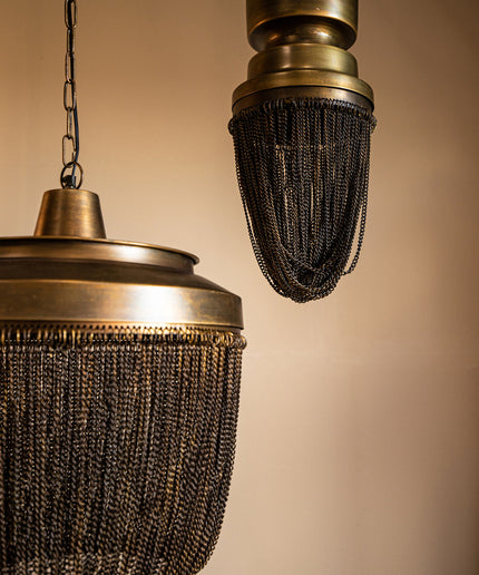 Zelivo Gold iron hanging lamp deco chains round L